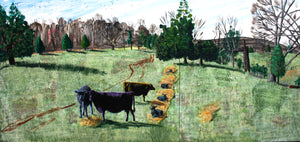 Cows and Calves Diptych - 32.5x68in