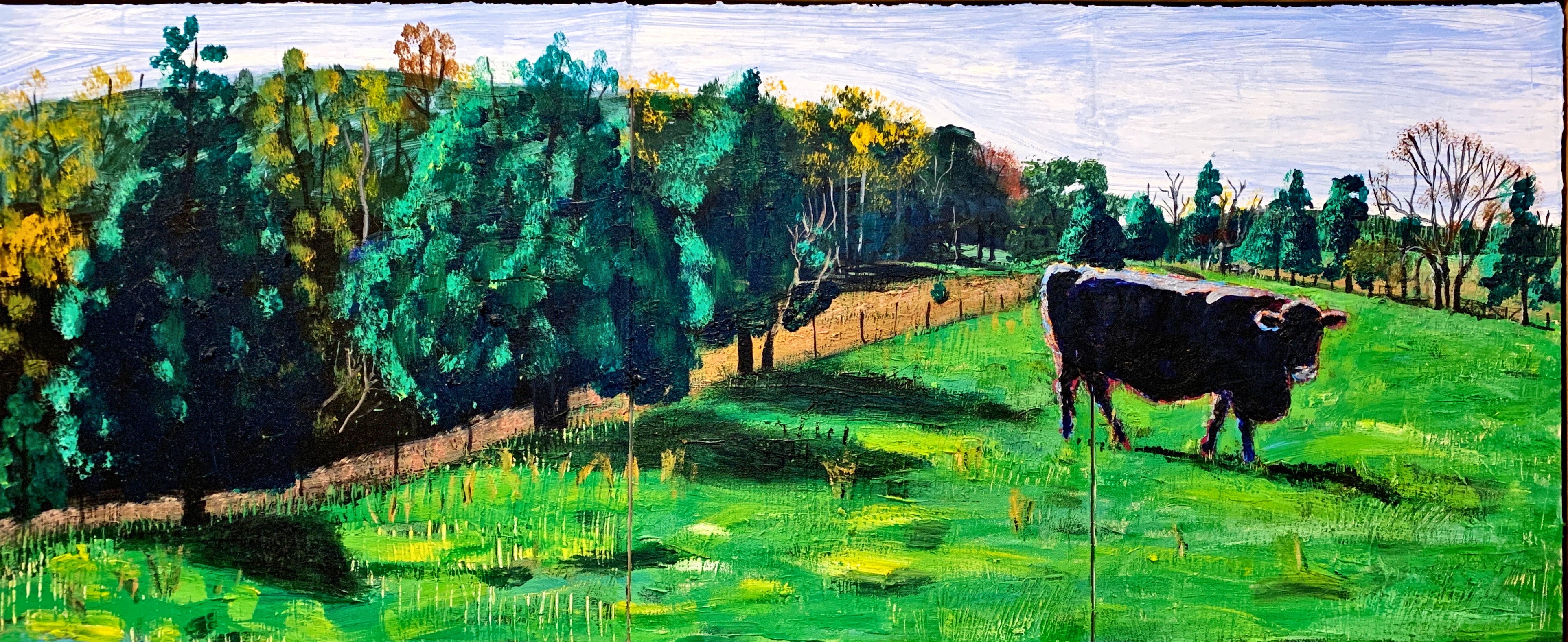 Black Angus Triptych - 20.5x49.5in