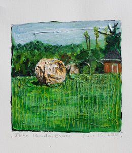 Two Haybales and Outbuilding - 5x5in